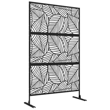 Outsunny Metal Privacy Screen W/ Expansion Screws Outdoor Divider, Leaf
