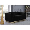 thumbnail image 1 of K-Living Shannon Velour Fabric Loveseat In Black With Accent Gold Frame, 1 of 4