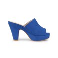 thumbnail image 3 of BLISSFUL STEP Women's Shoes Chunky Platform Open Toe Slides Block Heel Sandals Deep Blue 8.5, 3 of 7