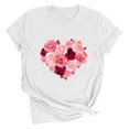 thumbnail image 1 of Meichang Chemises de la Saint-Valentin pour Femmes Imprimé Cœur Manches Courtes Col Rond Hauts de Vacances Décontractés Mignons Pulls Blouses, 1 of 2