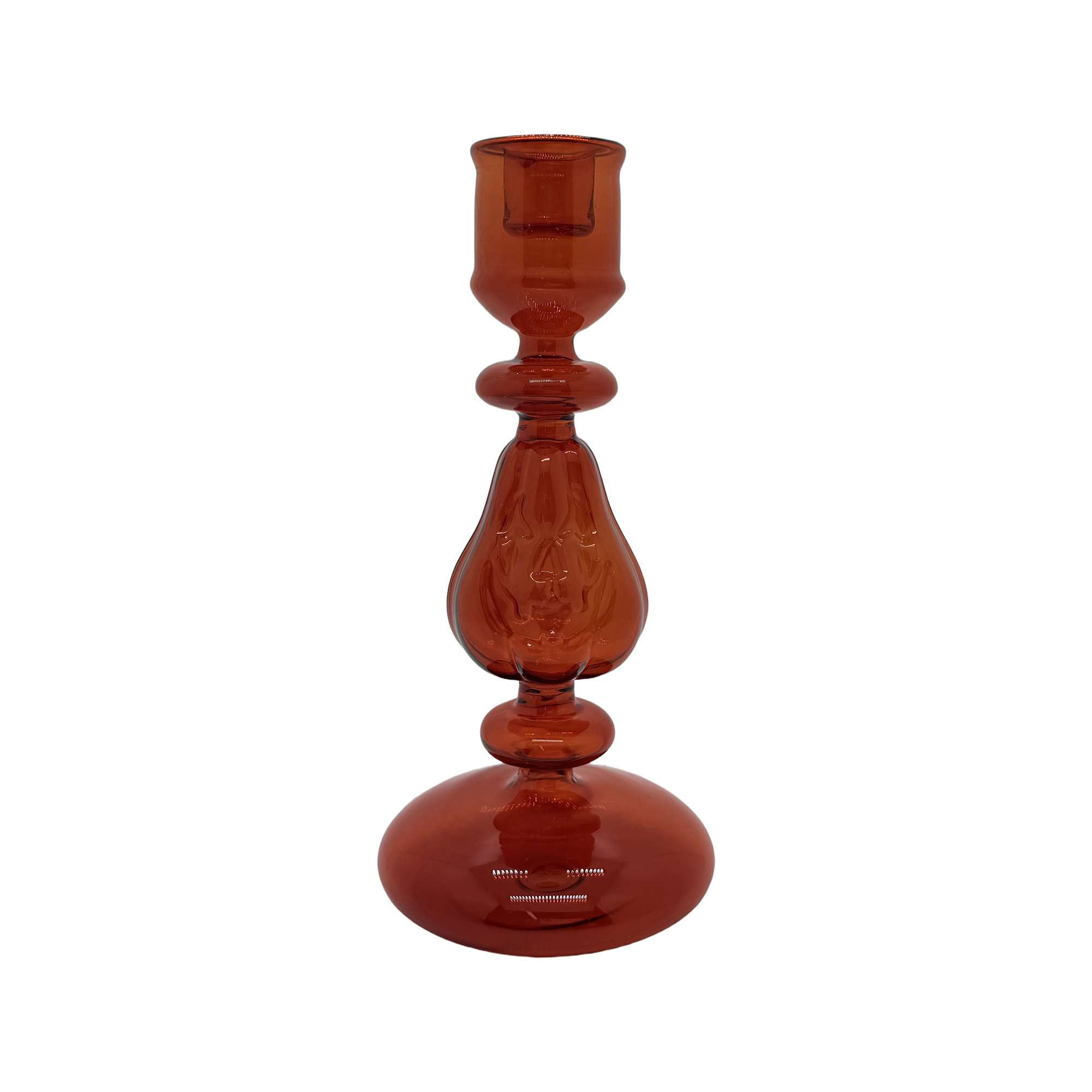 Way to Celebrate Glass candle holder décor,8 inches height, orange color
