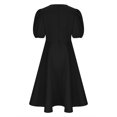 thumbnail image 4 of Pisexur Robes d'Invitée de Mariage pour Femmes à Manches Bouffantes, Robes Décontractées, Robe de Fête à Col en V à Motif Floral avec Poches, Robe de Cocktail, Unie, Grande Taille, Robes de Retour à la Maison, 4 of 7