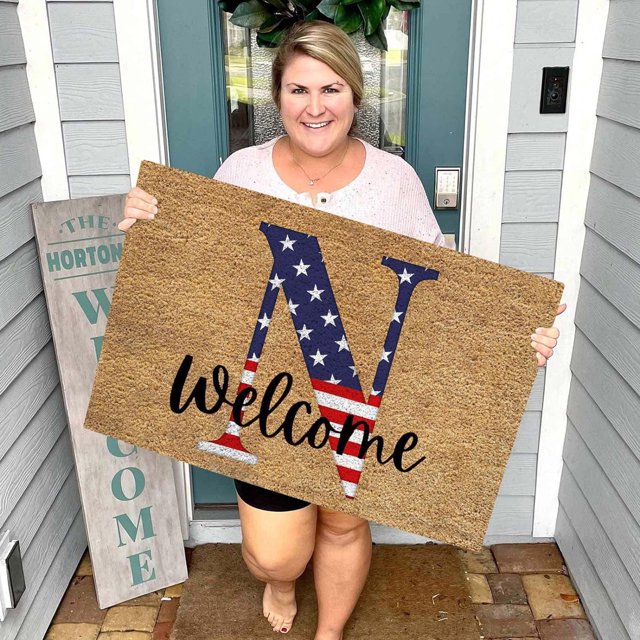 TopLLC Bathroom Rugs 4th Of July Door Mat Patriotic Doormat Entryway Rug Welcome Independence Day Doormat Stain And Fad Patriotic Decor Welcome Outdoor Mat A map