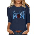 thumbnail image 2 of Baikeli Hauts pour Femmes Liquidation Soldes Fête des Mères Manches 3/4 Hauts pour Femmes Décontractés d'Été Chandail à Enfiler Col Rond Chemises Amples Blouses Imprimées de Lettres T-Shirts pour Femmes, 2 of 5