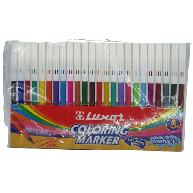 Luxor Coloring Marker, Kid's Choice Colors, Washable (24 Color Pens in 1 Pack)