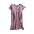 thumbnail image 3 of Sentmoon Robe de Maternité Surdimensionnée à Manches Courtes, Robes d'Été pour Femmes à Col en V, Couleur Unie, Coupe Ample et Extensible, Robes d'Allaitement pour Femmes, Mode pour Se Détendre à la Maison L, 3 of 4