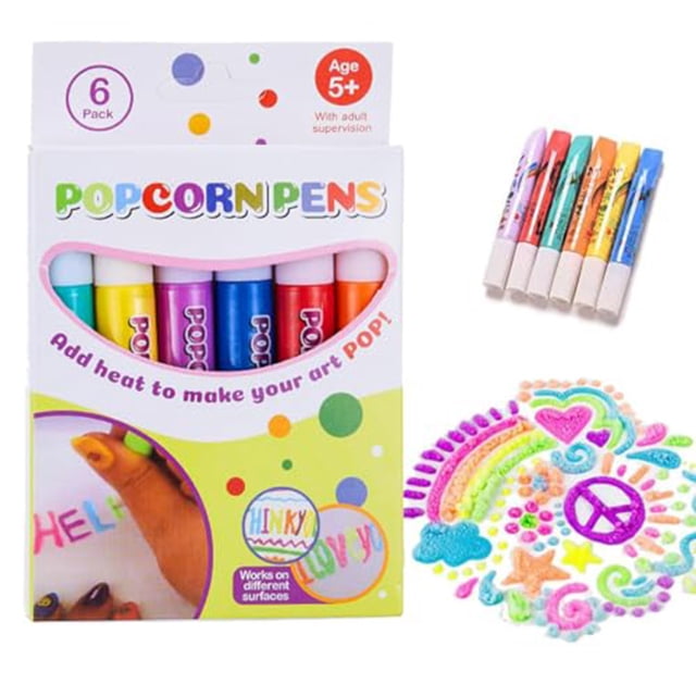 LSLJS DIY Bubble Popcorn Drawing Pens Puffy Bubble Pen Puffy 3DArt Safe Pen Popcorn Pens Magics Colour DIY Bubble Popcorn Drawing Pens for Greeting Birthday, Home Accessories