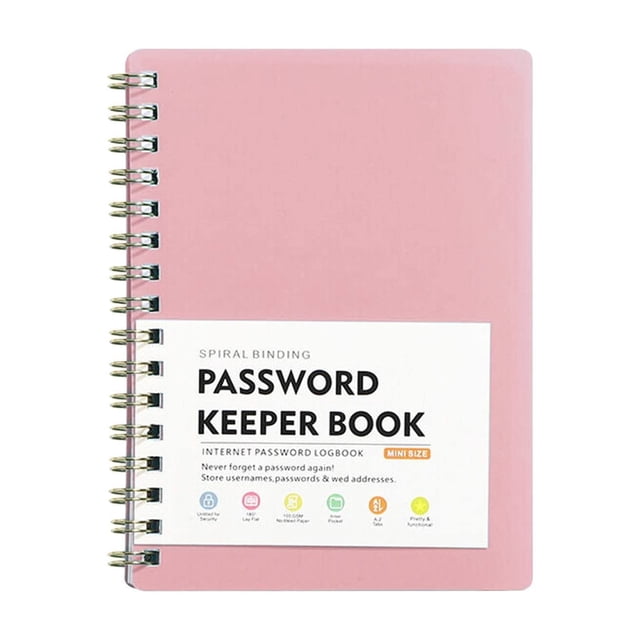 Password Book Spiral, Furenl Password Book with Alphabet Labels – Secure Log for Internet Addresses and Passwords