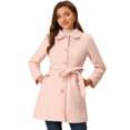 thumbnail image 1 of INSPIRE CHIC Manteau Long Trench Élégant d'Hiver pour Femme à Col à Revers Rose P, 1 of 6