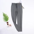 thumbnail image 3 of Men's Wide Leg Pajama Pants Big & Tall Long Sleeping Pants with Pocket Drawstring Loose Comfy Lounge Wear Pjs Dark Gray, 4XL, 3 of 3