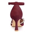 thumbnail image 2 of BLISSFUL STEP Women's Ankle Strap Rhinestones Bow Stiletto Heel Pumps, 2 of 7