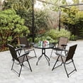 thumbnail image 1 of Costway 5PCS Outdoor Bistro Set Glass Table Patio Furniture W/ 4 Adjustable Chairs, 1 of 10