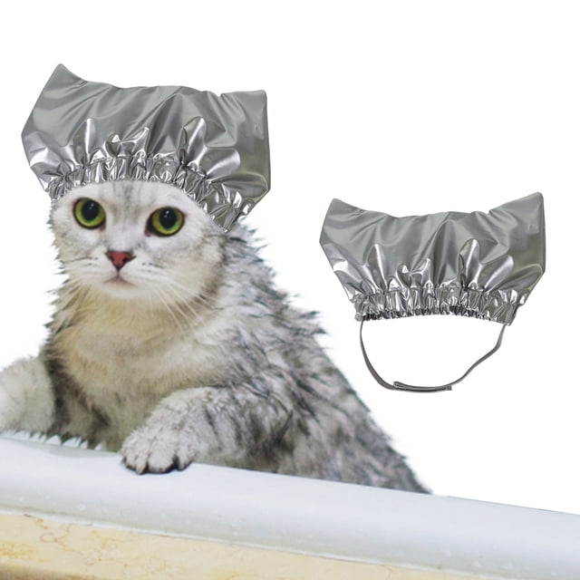 Pet Hats for Adjustable Shower Cap Strap with Fixed Ear Openings - Convenient Bath Accessory for Dogs Cats and