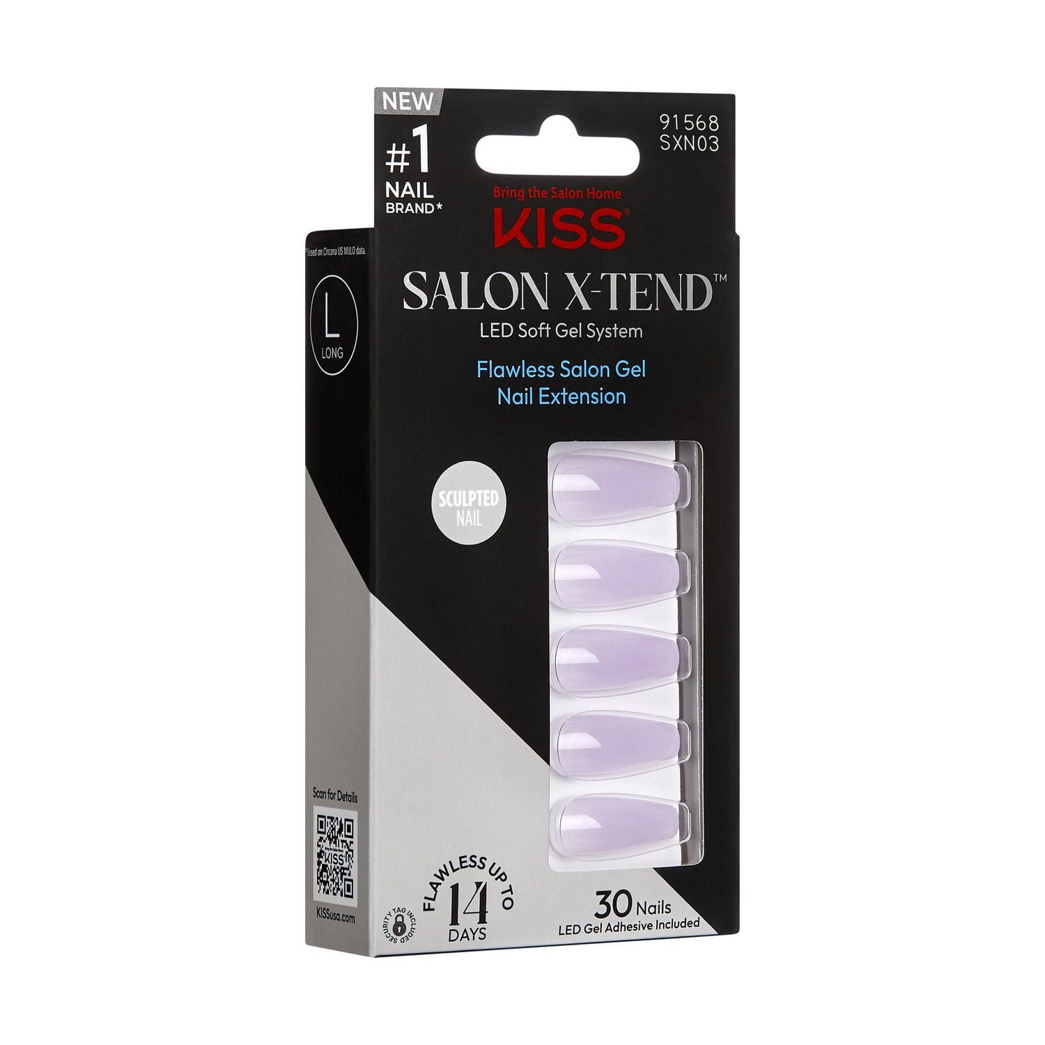 KISS Salon X-tend Système de Gel Souple à DEL, Lavande Uni, Coffin Long