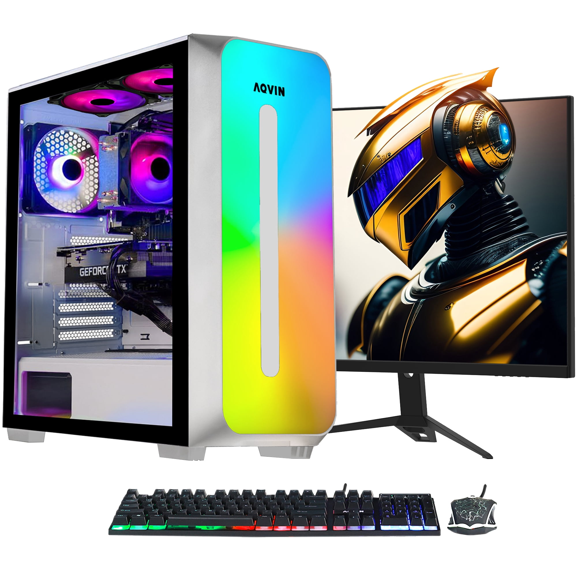 AQVIN Gaming PC - AQW60 Tower Desktop Computer, Intel Core i7 CPU, GeForce RTX 3060 12GB Graphics Card,1TB SSD (Fast), 32GB DDR4 RAM, 27 inch Gaming Monitor, Windows 11 Pro, WiFi,Bluetooth Adapter
