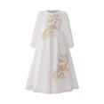 thumbnail image 3 of MKOSPLRT Robe Musulmane Brodée à Fleurs pour Filles Enfants 4-8 Ans à Manches Longues à Paillettes Robe Islamique Modeste de Fête Robe Fluide Formelle de Princesse, 3 of 9