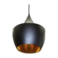 thumbnail image 2 of Heavenly Collections | Suspension Larme Moderne - Plafonnier Suspendu Noir Mat Style Mid-Century - Lustre Goutte Contemporain avec Intérieur en Feuille d'Or Martelée, 2 of 13