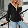 thumbnail image 4 of Pompotops T-shirt Mode Femme Col en V Dentelle Manches Longues Ample Liquidation, 4 of 7