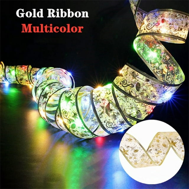 Halloween Decorations Clearance Sale 2023 New Year Christmas Decor Ribbon Lights Double Layer Copper Wire Ribbon Strings Lights For Weddings Christmas Tree Decorations(buy 2 get 1 free)