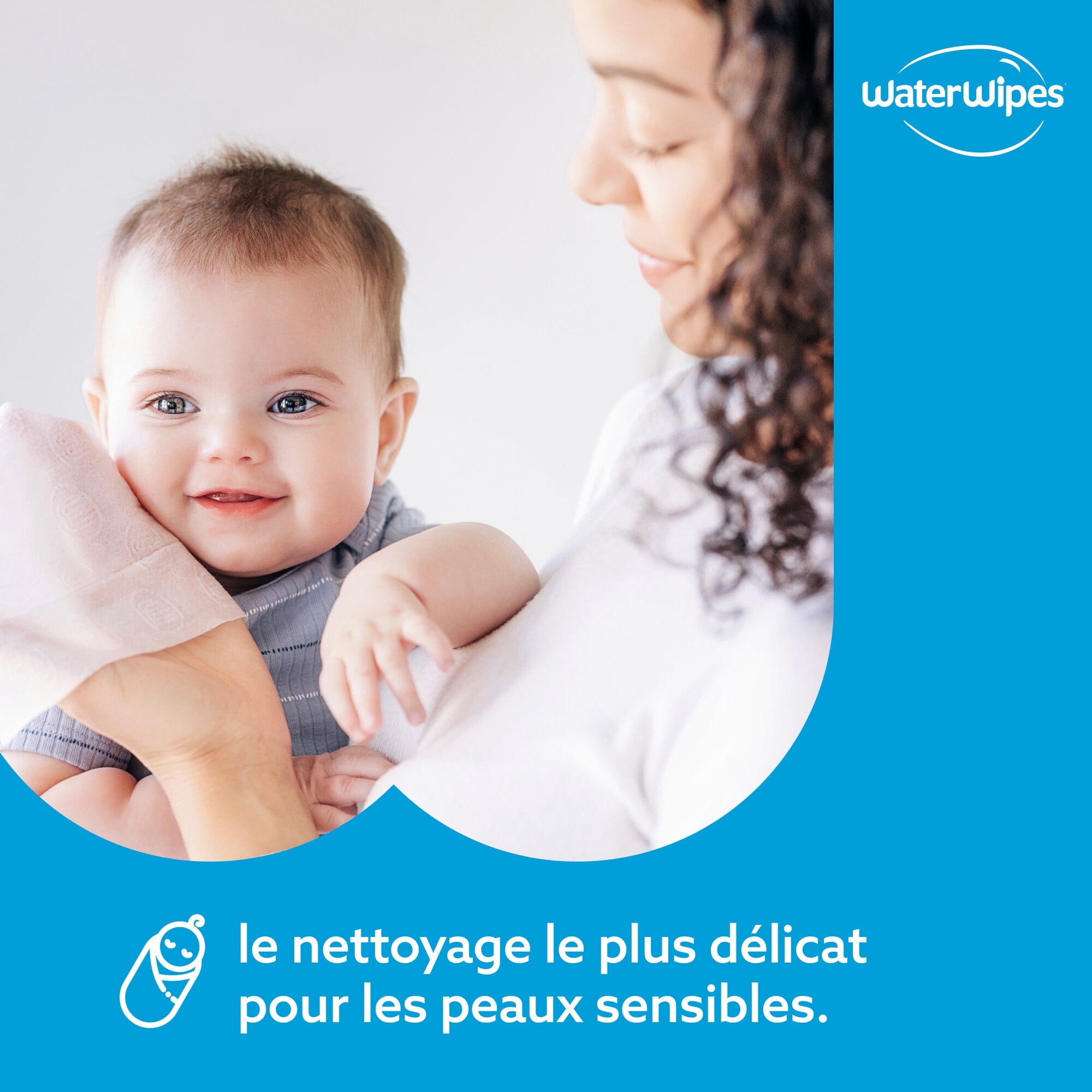 WaterWipes Sensitive Lingettes pour Nouveau-Nés & Bébés, 99.9 % d'Eau, Sans Parfum & Hypoallergéniques