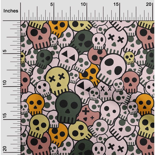 oneOone Polyester Lycra Light Pink Salmon Fabric Skull Craft Projects Decor Fabric Printed By The Yard 56 Inch Wide