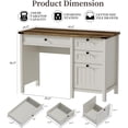 thumbnail image 4 of FIAKOA 45"Executive Desk, Modern Farmhouse Computer Desk with Drawers & Cabinet, White Home Office Desk Writing Workspace for Work Study, 4 of 8