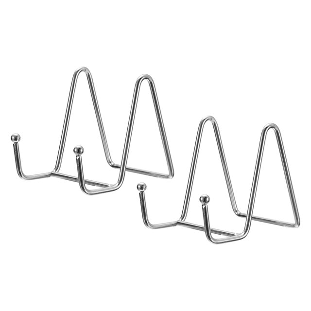 Unique Bargains 2Pack 3Inch Plate Stand for Display Iron Easel Plate Holder for Photo Silver