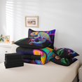 thumbnail image 4 of Colorful Chameleon Bed in a Bag Queen Comforter Set 7 Piece,Cute Lizard Wildlife Bedding Set Lovely Reptile Creature Sheet Set with Comforter,Botanical Tree Branch Bed Set, 4 of 5