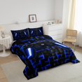 thumbnail image 3 of YST Gamer Comforter Set Teen Boys Full Bedding, Navy Blue Buffalo, Black Reversible, 3 of 7