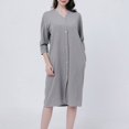 thumbnail image 2 of SNNROO Women Button down Robe 3/4 Sleeve Nightgowns Lightweight Bathrobe Sleepwear Loungewear with Pockets, 2 of 5