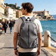 ZZkhGO Lightweight Stylish Backpack, Casual Student Book Bag with Multifunctional Storage, Portable Travel Daypack for College High School Commuting, Gray