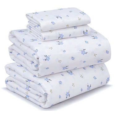 RUVANTI 100% Cotton Sheets – Queen Size Percale Bedding, Cooling & Breathable Floral Design, Durable with a Crisp, Soft & Comfortable Feel, 16" Deep Pocket, 4-Piece Set, Phulkari