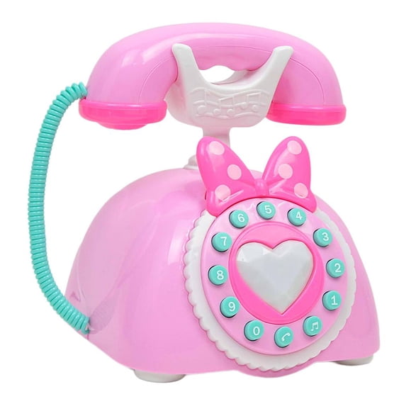 Jouet Téléphone Électrique Vintage Rose de Dessin Animé, Jouet Musical pour Bébé d'Âge Préscolaire