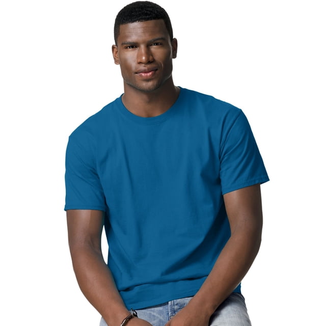 Hanes TAGLESS Men`s T-Shirt - Best-Seller, M, Sapphire