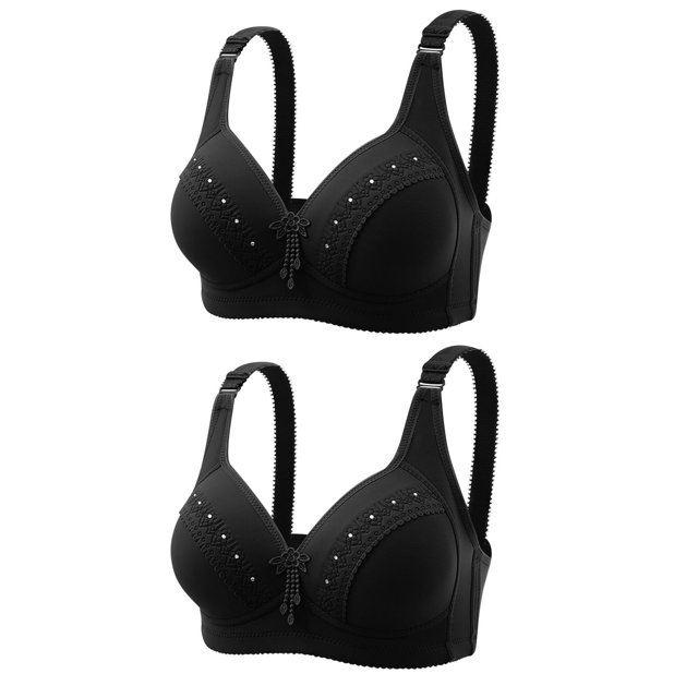 Besolor Wireless Bras for Women High Support Push up Gathering Bralettes Soft Full Coverage Underwear 2 Pack
