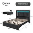 thumbnail image 2 of SIBEDS LED Bed Frame with Drawer Pockets and Linen Upholstered Dark Gray Wingback Headboard, Queen, 2 of 8