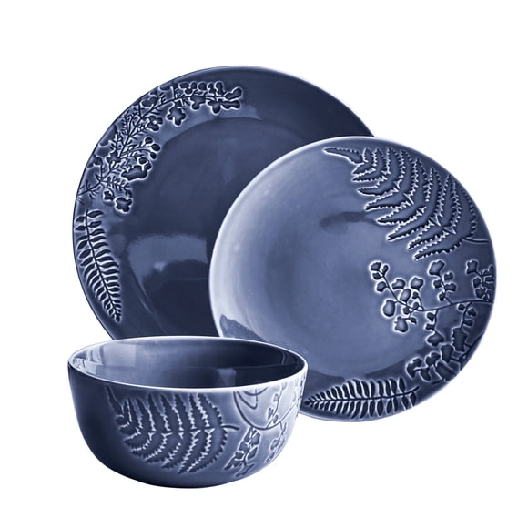 Better Homes & Gardens-Ellie Blue Stoneware 12-Piece Dinnerware Set