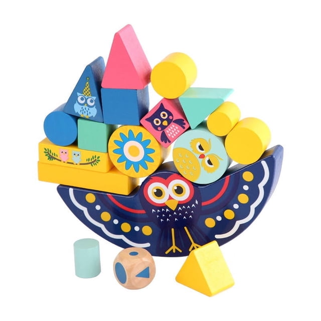 Graflsoa Owl-Shaped Wooden Balancing Stacking Blocks for Kids - Educational Animal Toy for Patience & Coordination Development