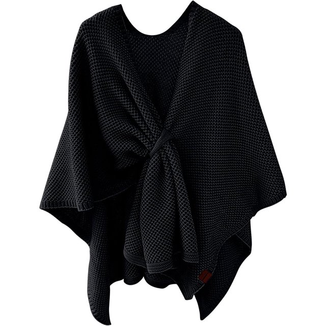 LinYooLi Women's Elegant Shawl Wrap - Cross Front Solid Color Poncho Cape - Wrap Topper Knitted Cardigans Sweater Shawls