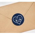 thumbnail image 3 of Darling Souvenir Round 45 Pieces Heart Thank You Stickers Personalized Bride Groom Initials And Date Envelope Seals-Navy Blue, 3 of 4