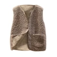 thumbnail image 2 of Mikilon Women Pocket Vest Coat Short Jacket Winter Sleeveless Fleece Button Solid Outerwear, 2 of 3