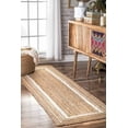 thumbnail image 1 of Indian Handmade Braided Pure Jute with White Design Area Rugs , Floor Decor Carpet Size 2 x 4 Feet ( 60 cm x 120 cm ), 1 of 5