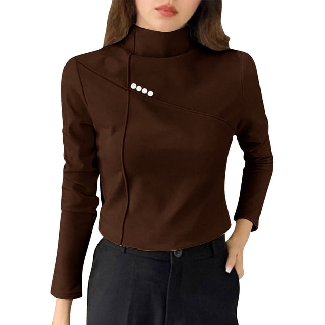 Womens Double Sided Fleece Top Ultra Soft Warm Long Sleeve Base Layer Fitted Stretch for Essential Fall Winter Thermal Wear