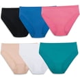 thumbnail image 1 of Fruit Of The Loom Womens Microfiber Hi-Cut Panties 6 Pack, 6, Assorted, 1 of 9