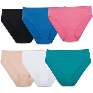 Fruit Of The Loom Womens Microfiber Hi-Cut Panties 6 Pack, 10, Assorted