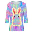 thumbnail image 4 of Ladies' Loose Casual Easter Print Round Neck Three Quarter Sleeve 3/4 Sleeve T-Shirt Top, 4 of 5