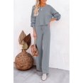 thumbnail image 2 of ORUYROP Ensemble de Pull 2 Pcs pour Femmes Haut Court à Manches Longues et Pantalon Large, 2 of 5