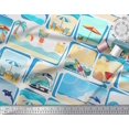 thumbnail image 2 of Soimoi Georgette Viscose Fabric Chair,Girl & Beach Surfboard Patchwork Print Fabric by The Yard 42 Inch Wide, 2 of 3