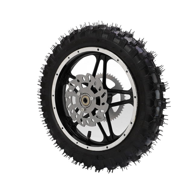 Rim Tire Assembly, Universal 65mm Width Rubber Dirt Bike Rear Wheel With Disc Sprocket Bearing For Pit Bike For Motorcycle