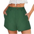 thumbnail image 1 of Timegard Cotton Linen Shorts for Women Wide Leg Elastic High Waisted Button Casual Shorts with Pockets, 1 of 7